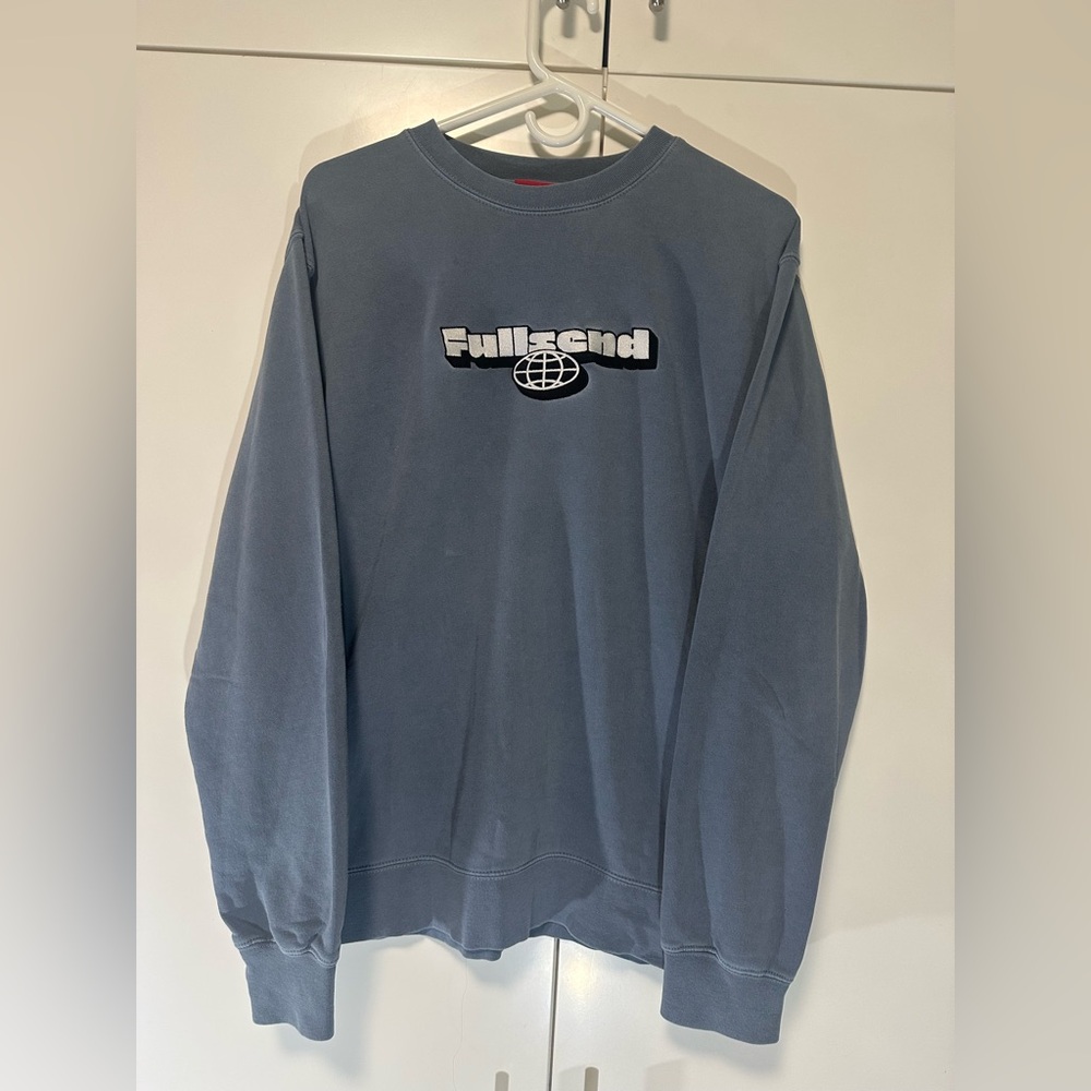 Full Send Nelk Boys Men's Globe Pullover Sweatshirt Crew Neck Slate Blue Size M